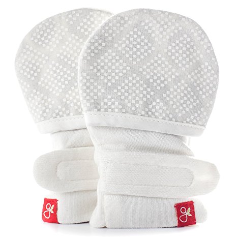 Goumikids Organic Soft Stay On Unisex Scratch Baby Mittens - Stops Scratches and Prevents Germs