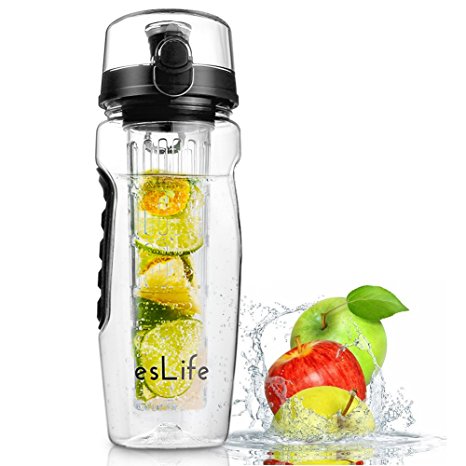 esLife Fruit Infuser Water Bottle, 32 OZ Sports Water Bottle BPA Free Tritan Plastic