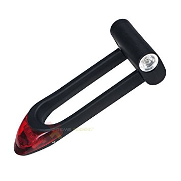 Xtreme Bright Illumilock Blade Bike U-Lock (Inside 16cm x 7cm) Bicycle Headlight & Tail light Combination All-in-One