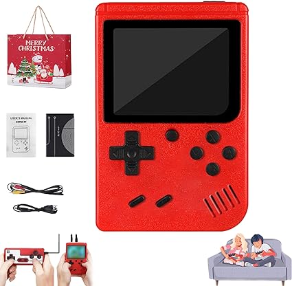 Retrobros Tiny Tendo, Tiny Tendo 400 Games, Tiny Tendo 400 Games Mario, Tinytendo Handheld Console, Gametendo - Over 400 Nostalgic Games, Support 2 Players Play On TV (Red)