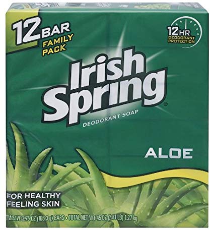 Irish Spring Bath Bar Soap, Aloe, 3.75 oz Bars, 12-Count