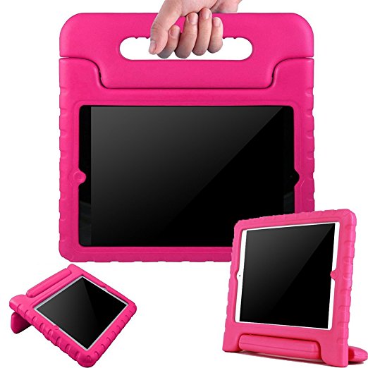 BMOUO ShockProof Convertible Handle Light Weight EVA Protective Stand Kids Case for Apple iPad 4, iPad 3 and iPad 2 - Rose