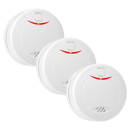 Etekcity 3 pack 10-Year Extended Battery Life Smoke Detector Fire Alarm with Photoelectric Sensor, White