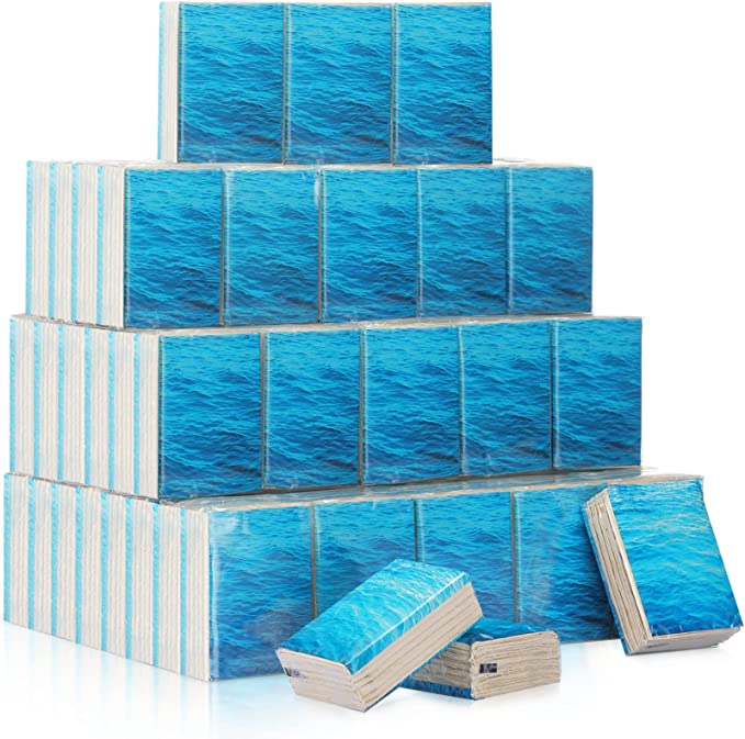 Outus Ocean Themed Travel Tissues Pocket Tissues 3 Ply Facial Tissues Tissue Packs Travel Size Individual Tissue Packs Bulk (100 Pcs)