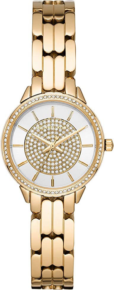 Michael Kors Allie Three-Hand Stainless Steel Watch with Glitz Topring