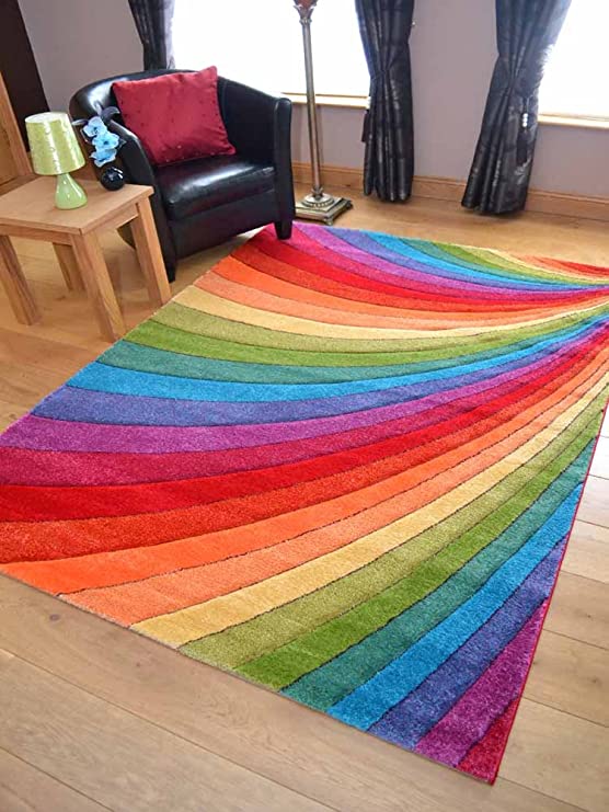 Candy Multicoloured Rainbow Design Rug. Available in 6 Sizes (80cm x 150cm)