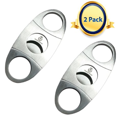 Cigar Cutter - 2 Pack - Premium Stainless Steel - Guillotine Double Blade