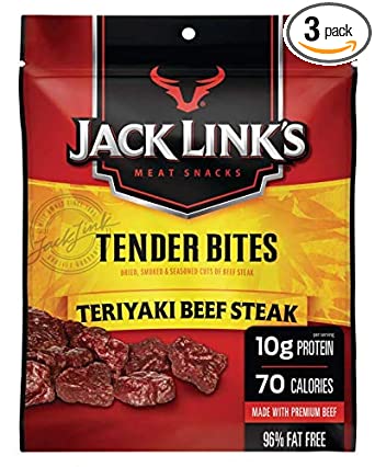 Jack Link's Meat Snacks: Dried, Smoked & Seasoned Cuts Of Beef Steak Dried, Smoked & Seasoned Cuts, Teriyaki, (1 Oz. - 3 PACK!!!!)