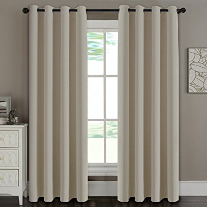 H.Versailtex Blackout Room Darkening Curtains Window Panel Drapes - (Cream Color) 2 Panels per Set, 52 inch wide by 96 inch long each panel, 8 Grommets / Rings per Panel