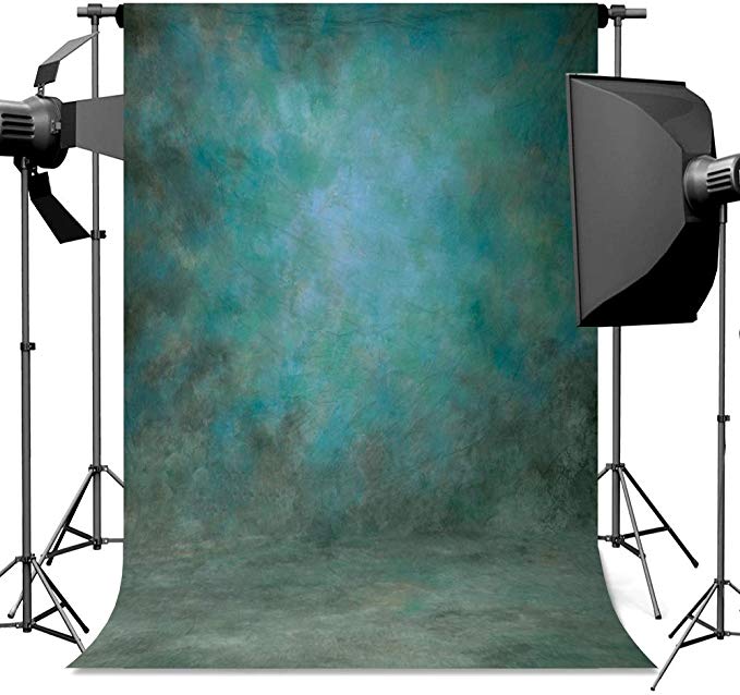 econious Photography Backdrop, 5x7ft Abstract Cyan Portrait Backdrop for Photography, Resistant Fleece-Like Cloth Fabric Photo Backdrop with Rod Pocket (Backdrop Only)
