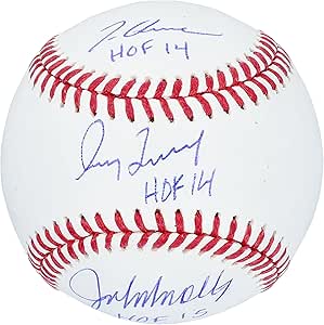 Tom Glavine, Greg Maddux, John Smoltz Atlanta Braves Autographed Baseball with HOF Inscriptions - Autographed Baseballs