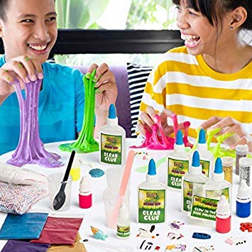 🤩DIY Slime making kit for boys and girls with Accessories - cool gift for kid birthday- kid science slime kit - includes toys for girls & boys - unicorn and sea toys - glow powder - glitter and more!