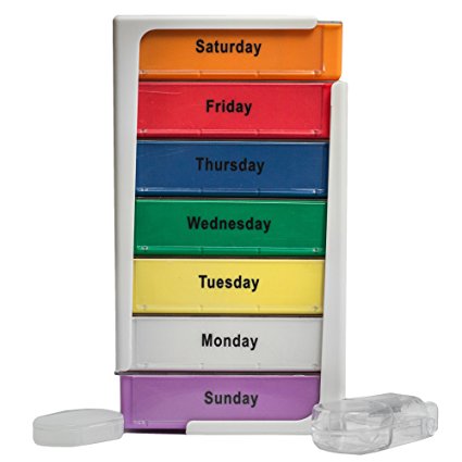 Extra Large 7-day Stackable Weekly Pill Box Organizer with Splitter – XL Tower Travel Medication Organizer – Morning Noon Afternoon Night Compartments From Stuff Seniors Need