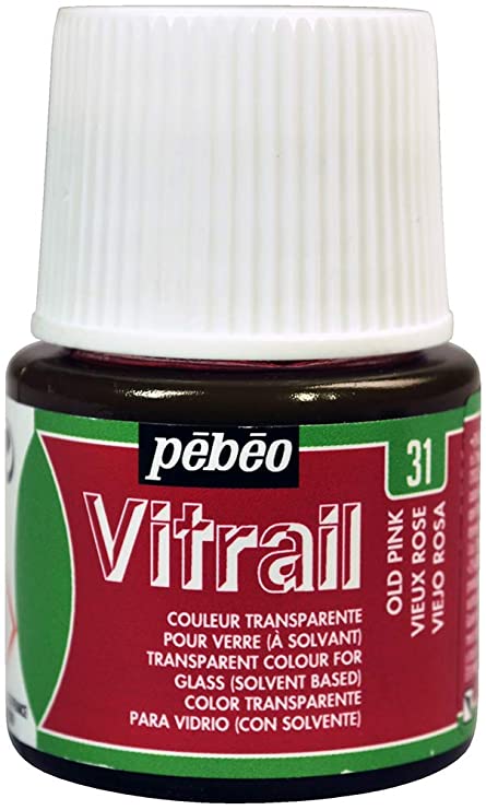 PEBEO 050-031 Vitrail Stained Glass Effect Glass Paint 45-Milliliter Bottle, Old Pink