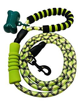 Lumiano Pet Upgraded Double Padded Handles Dog Leash - 6FT Highly Reflective for Night Safety with an Extra Adjustable Comfortable Handle for Walking Training Medium and Large Dogs
