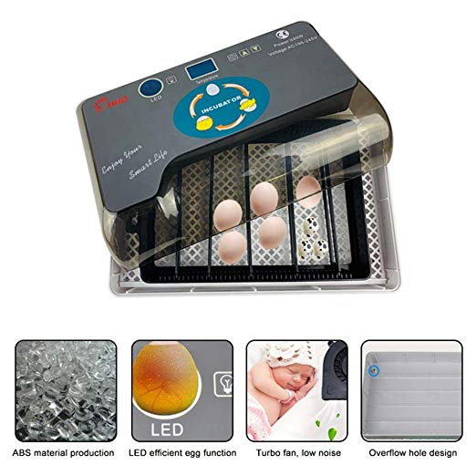 Egg Incubator,Ooouse Mini Digital Fully Automatic 9-35 Egg Incubator with Automatic Egg Turning and Humidity Temperature Control Poultry Hatcher Machine for Chickens Ducks Goose Birds Quail