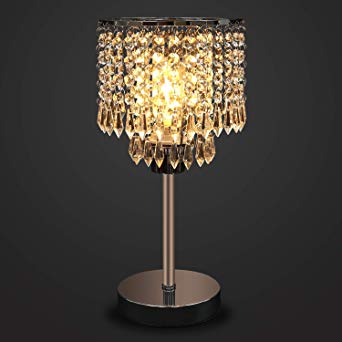 Crystal Table Lamp, Kakanuo K9 Crystal Bedside Table Lamp E26 Elegant Decorative Nightstand Lamp for Bedroom, Living Room