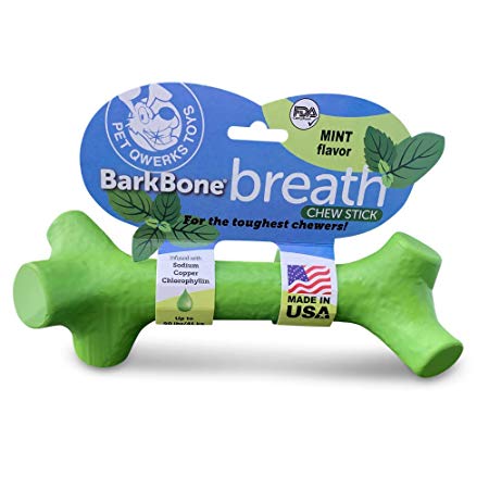 Pet Qwerks Barkbone Breath Dental Chew Stick with Mint Flavor for Aggressive Chewer Dogs, Made in USA