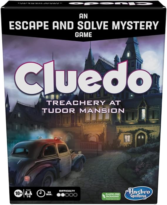 Hasbro Gaming, Cluedo Board Game Treachery at Tudor Mansion, Escape Room Game, Cooperative Family Board Game, Mystery Games