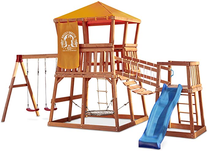 Little Tikes Real Wood Adventures Grizzly Grotto Outdoor Playset (Amazon Exclusive), Multicolor, 245.50 L x 155.00 W x 134.50 H Inches