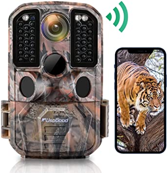 Usogood WiFi Wildlife Camera 24MP 1296P Trail Game Hunting Cameras with IR Night Vision Motion Activated IP66 Waterproof for Wildlife Monitoring, Hunting Games, Home Security and Audio Live Feed