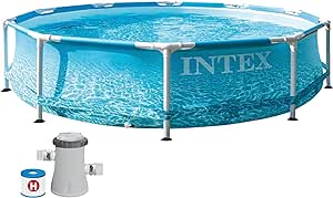 Intex 55241 - Piscina Desmontable Redonda, Piscina Metal Frame, con depuradora 1.250l/h, Ø305x76 cm, 4.485 litros, diseño fotorrealista del Fondo Marino, 55241