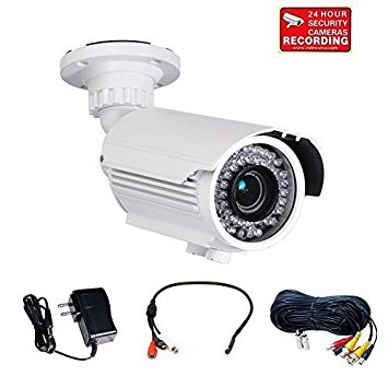 VideoSecu Bullet Security Camera Built-in 1/3" Sony Effio CCD Day Night Vision 700tvl Outdoor Weatherproof 4-9mm Zoom Focus Lens 42 Ir Leds with Power Supply, Extension Cable and Mini Microphone M8W