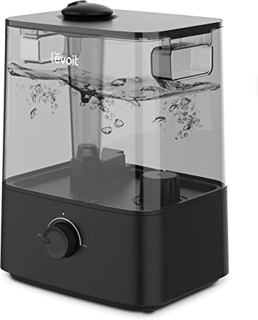 LEVOIT 6L Humidifiers for Bedroom Large Room, Top Fill Cool Mist for Home Plants and Baby Nursery, Lasts 60 Hours, Whisper Quiet Operation, Easy to Use and Clean, 360° Nozzle, Auto Shut Off, Black