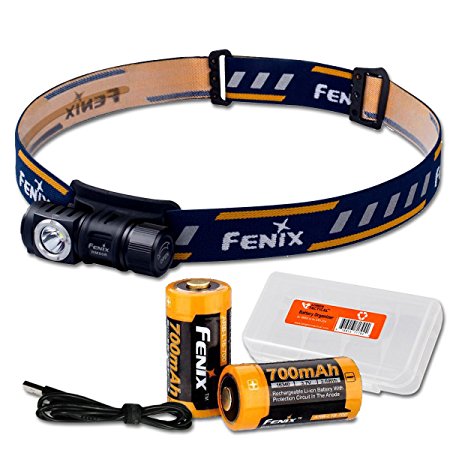 Fenix HM50R 500 Lumens Multi-Purpose Compact LED Headlamp Flashlight & 16340 Battery PLUS Additional F16340 Rechargeable Battery & LumenTac Battery Organizer