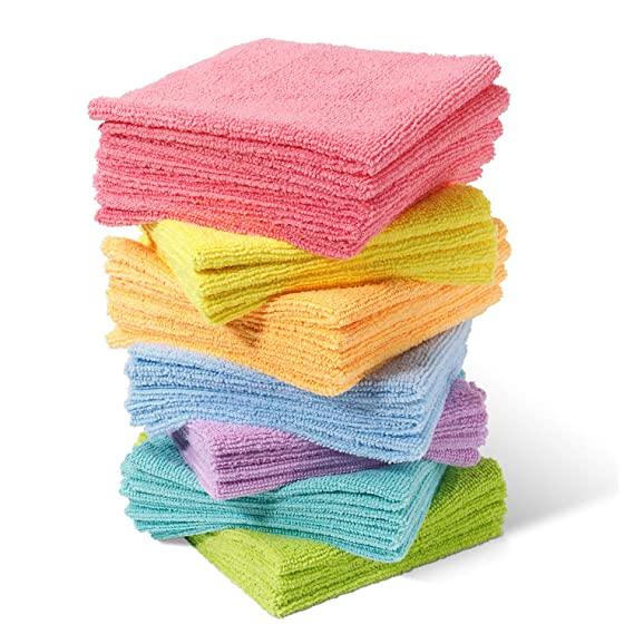 Maryya Microfiber Cleaning Cloths Car Cleaning Towels 7 Colors Pack of 50