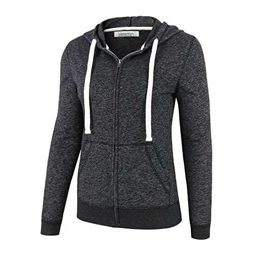 Vetemin Women Basic Soft Zip Up Terry Long Sleeve Pocket Hoodies Sweater Jacket