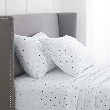 Pinzon 170 Gram Velvet Flannel Sheet Set - King, Navy Dot