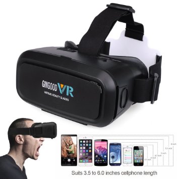 GINGOOD 3D VR Virtual Reality Headset Virtual Video Glasses Fits for 4 to 5.7inch Screen