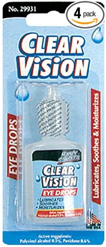 Handy Solutions Clear Vision Eye Drops, 0.50 fl oz (Pack of 4), Travel Size & TSA Approved