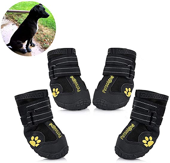 Petsoigné Dog Shoes Waterproof Dog Boots Anti-Skid with Reflective Strap Pet Winter Snow Boots Paws Protector for Small, Medium and Large Dogs (5#)