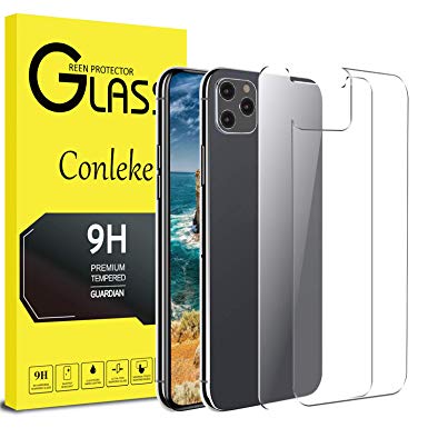 Conleke (2 Pack) Front Back Screen Protector for Apple iPhone 11 Pro Max[Case Friendly] 6.5" Temper Glass Screen Protector Rear Film Compatible with iPhone11 Pro Max(Front Back,6.5",2019)