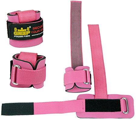 Best Heavy Duty Lifting Straps Neoprene Padded 1 Pair Wrist Wraps & Rubbery Grip Support Straps with Cotton Coated Rubber on One Side