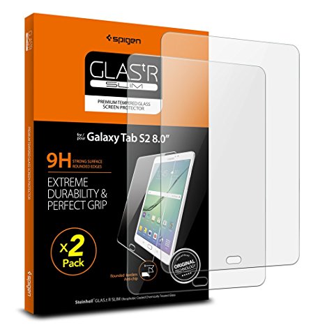 Spigen Galaxy Tab S2 8.0 Screen Protector Tempered Glass 2 Pack for Samsung Galaxy Tab S2 8.0 inch