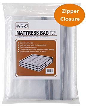 HVS Mattress Bags for Moving & Storage, Mattress Storage Bag, Plastic Mattress Bags for Moving with Zipper Closure, Mattress Protector for Moving (Twin/Twin XL)