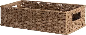 StorageWorks Toilet Tank Tray, Brown Round Paper Rope Bathroom Baskets for Organizing, Toilet Tank Basket, Toilet Organizer with Built-in Handles, 14 ¼"L x 6 ¾"W x 3 ¾"H, 1 Pack