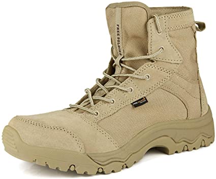 FREE SOLDIER Men's Work Boots 6 inch Lightweight Breathable Military Tactical Desert Boots for Hiking