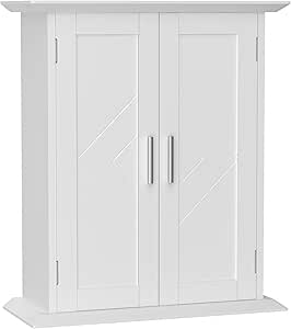 VECELO Medicine Cabinet Bathroom Wall Mount Storage with Adjustable Shelf and 2 Doors, White