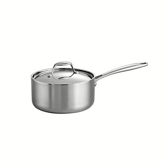 Tramontina 80116/023DS Gourmet Stainless Steel Induction-Ready Tri-Ply Clad Covered Sauce Pan, 3-Quart, NSF-Certified, Made in Brazil