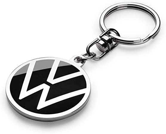 Volkswagen 00087010BQ Key Ring with VW Logo, Diameter 37 mm, Black, Diameter 37 mm