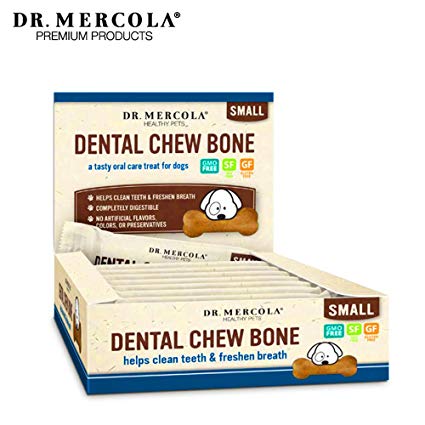 Dr. Mercola Dental Chew Bones - 12  Pack - Small Dogs Up To 25 lbs - Helps Clean Teeth and Freshen Breath - A Completely Digestible Tasty Oral Care Treat for Dogs