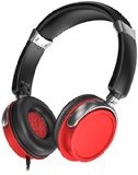 Sentey Headphone with Microphone Inline Control for Travel Running Sports Headset Gaming Hifi Audio for Kids Men Woman Strong Bass Earcups Rotation Ls-4232 Red Phaint Transport Carrying Case Included