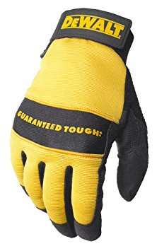 Dewalt DPG20M All Purpose Synthetic Leather Palm Spandex Back Velcro Wrist Work Glove, Medium