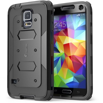 Galaxy S5 Case i-Blason Armorbox Dual Layer Hybrid Full-body Protective Case with Front Cover and Built-in Screen Protector  Impact Resistant Bumpers Black