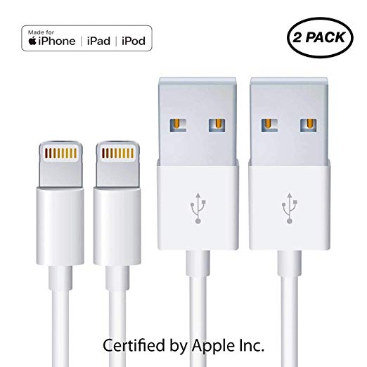 MFi Certified Lightning iPhone Charger-Lightning to USB A Cable Compatible iPhone Xs MAX XR X 8 8 Plus 7 7 Plus 6s 6s Plus 6 6 Plus 6FT 2pack White