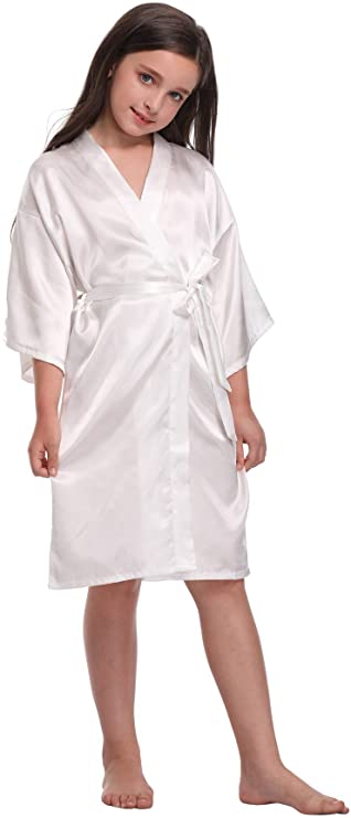 Girls Floral Satin Robes for Spa Party Flower Girl Robes Toddler Wedding Silk Robes